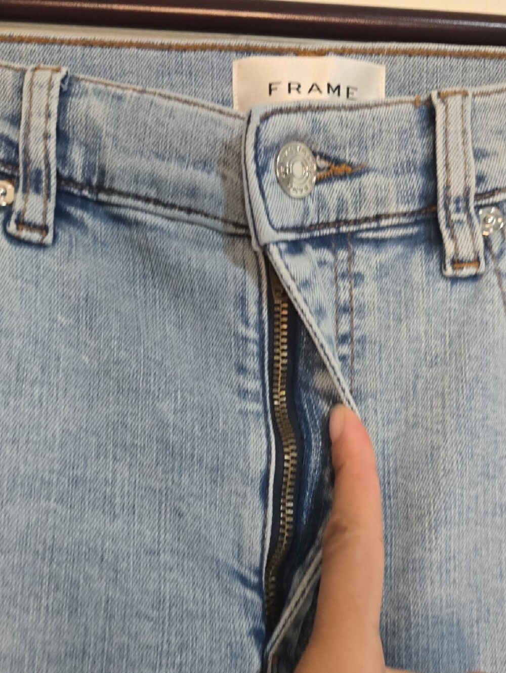 Frame Le Sleek Straight Leg Blue Jeans high-rise denim Classic Essential - Picture 7 of 10